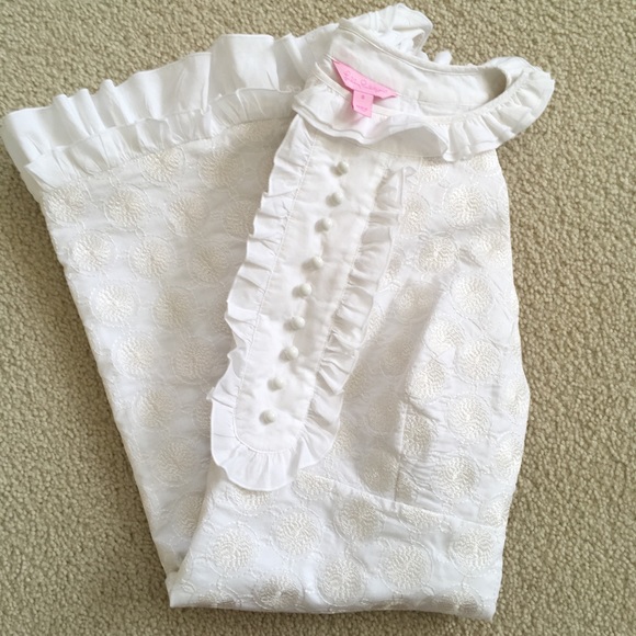 Lilly Pulitzer Dresses & Skirts - STUNNING Lilly Pulitzer white ruffle dress 8